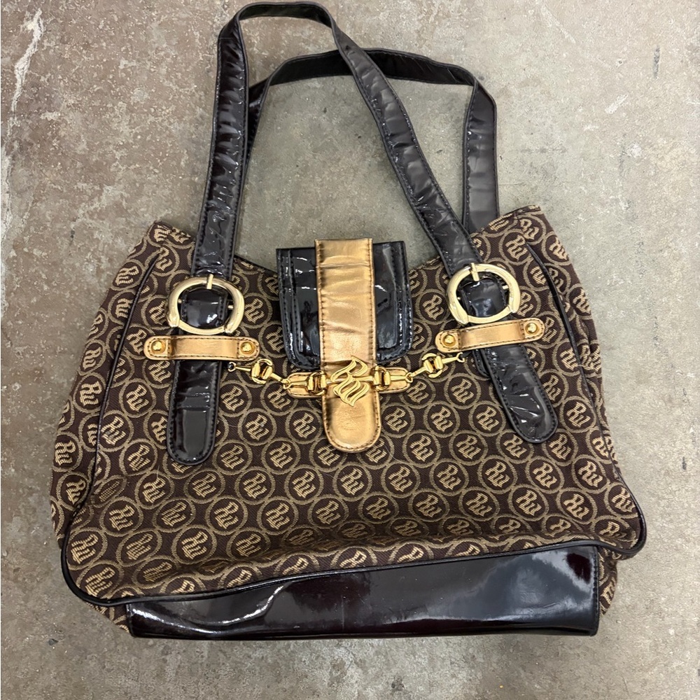 Vintage Y2K rocawear Brown and Gold Designer Tote Bag